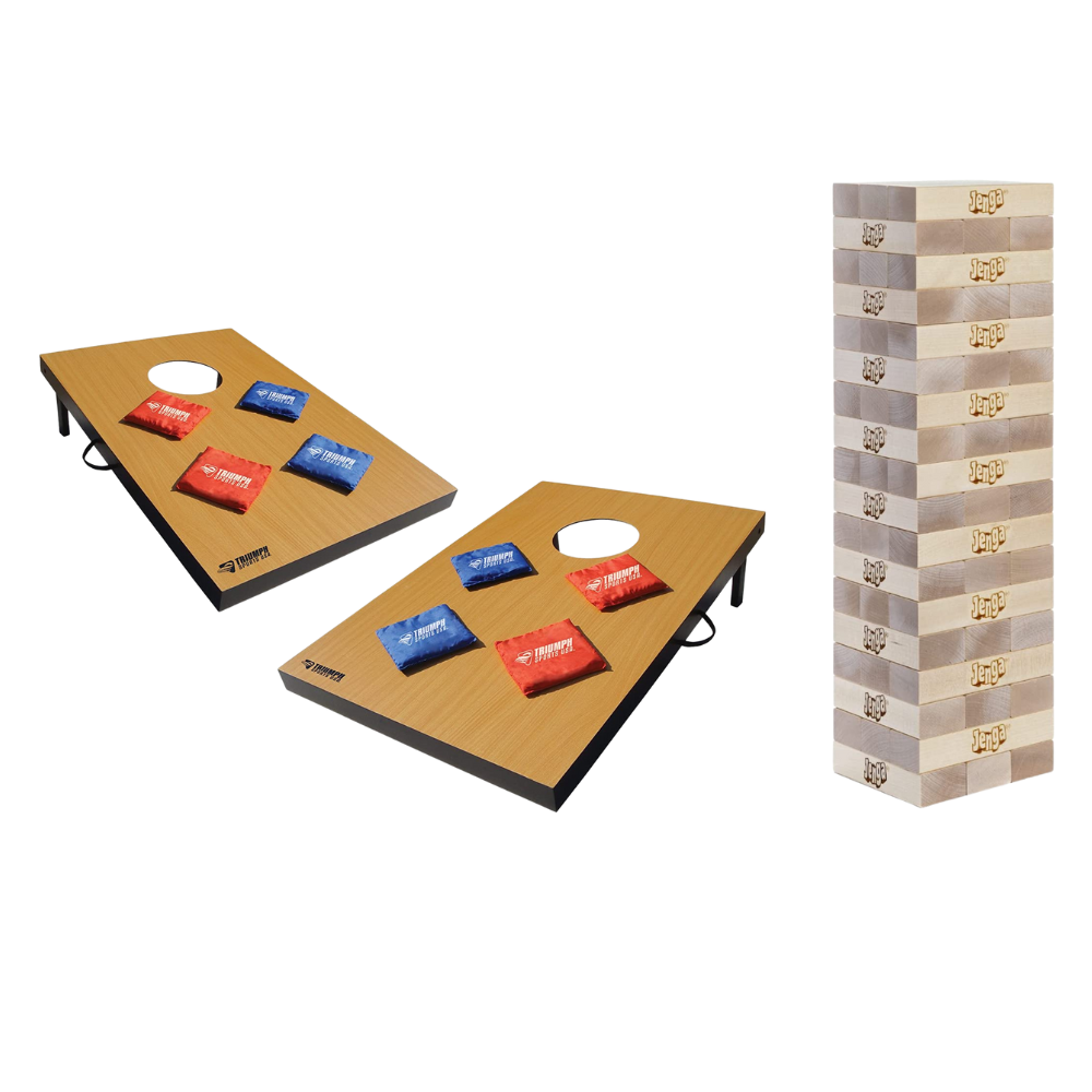 Premium Cornhole + Giant Jenga